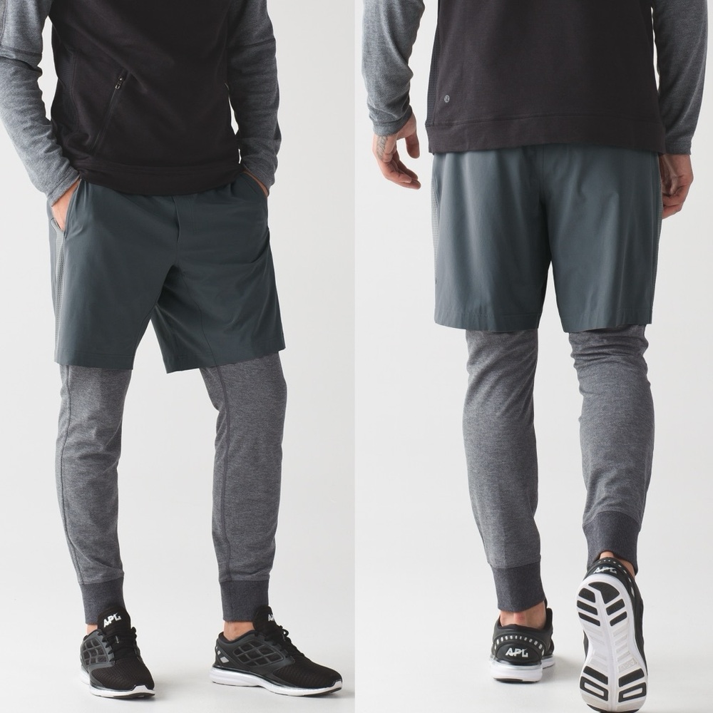 Lululemon Surge Tight 2-in-1 Thermal Running Shorts w/ Full Length Tights Gray
